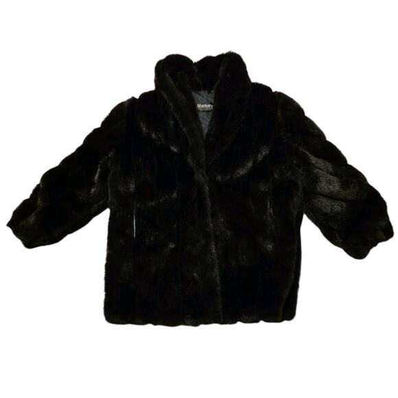 Vtg 80s Monterey Faux Fur Coat Women's Black Size XL Long Vegan Maximalist USA - Picture 1 of 9
